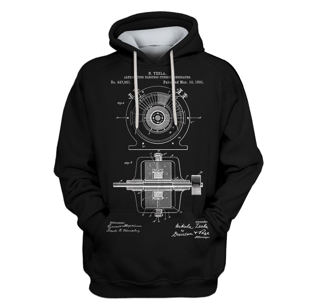 Tesla Alternating Electric Current Generator Custom T-Shirt Hoodie Apparel