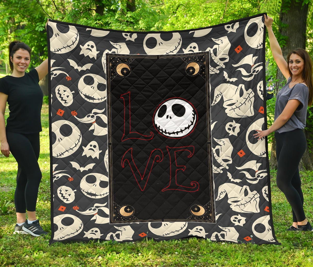 The Nightmare Before Christmas Cartoon Jack Oogie Head Patterns Premium Quilt Blanket