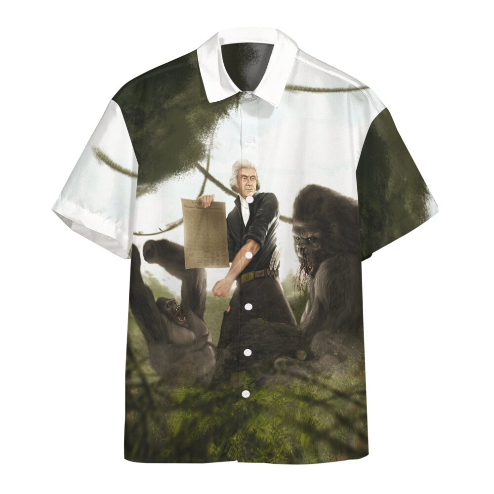 Thomas Jefferson Battling A Gorilla Custom Short Sleeve Shirt