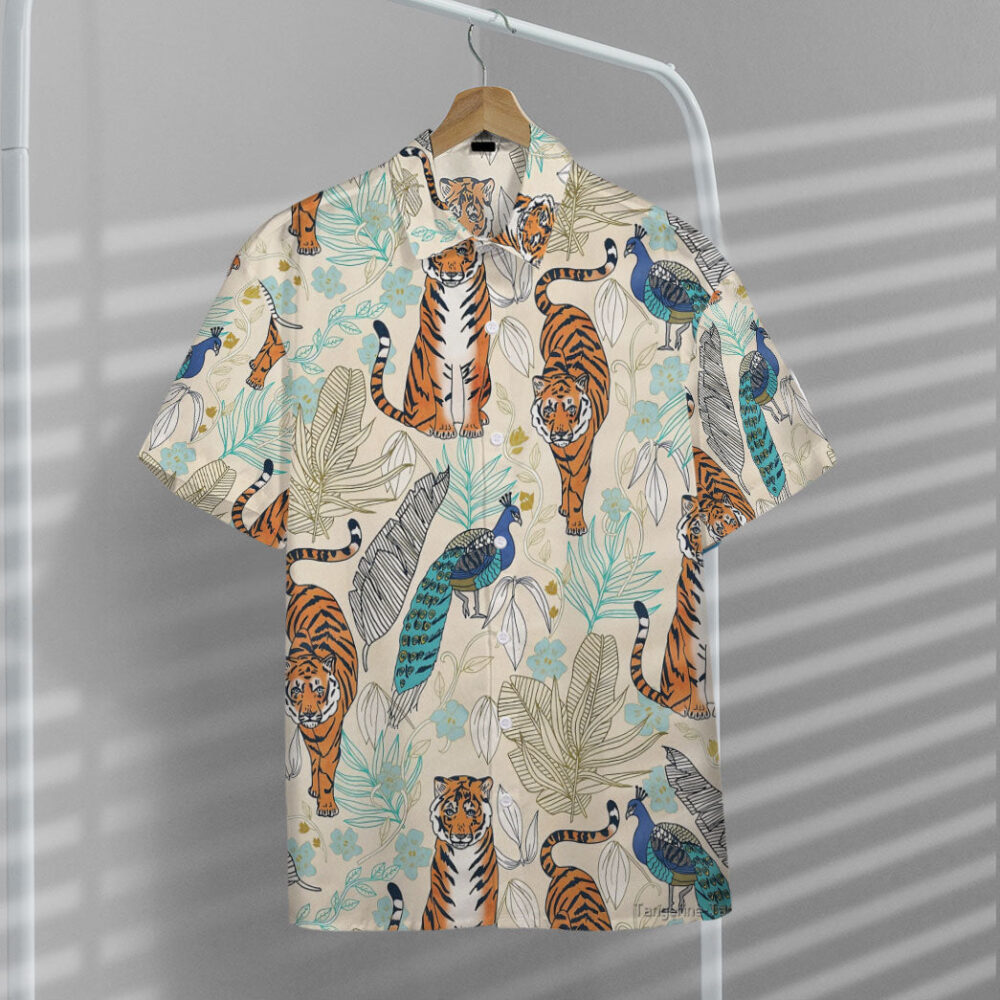 Tiger And Peacock Tropical Custom Hawaii Shirt