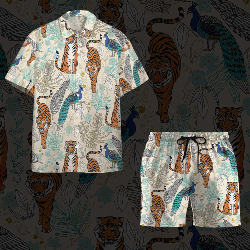 Tiger And Peacock Tropical Custom Hawaii Shirt