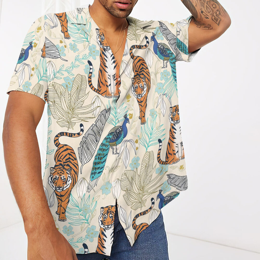 Tiger And Peacock Tropical Custom Hawaii Shirt