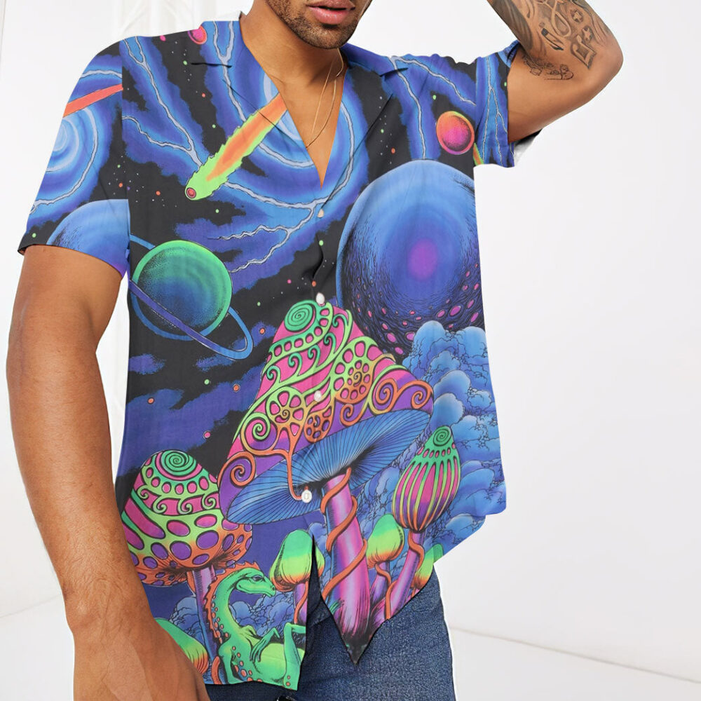 Trippy Cosmic Shrooms Hippie Vibe Custom Hawaii Shirt