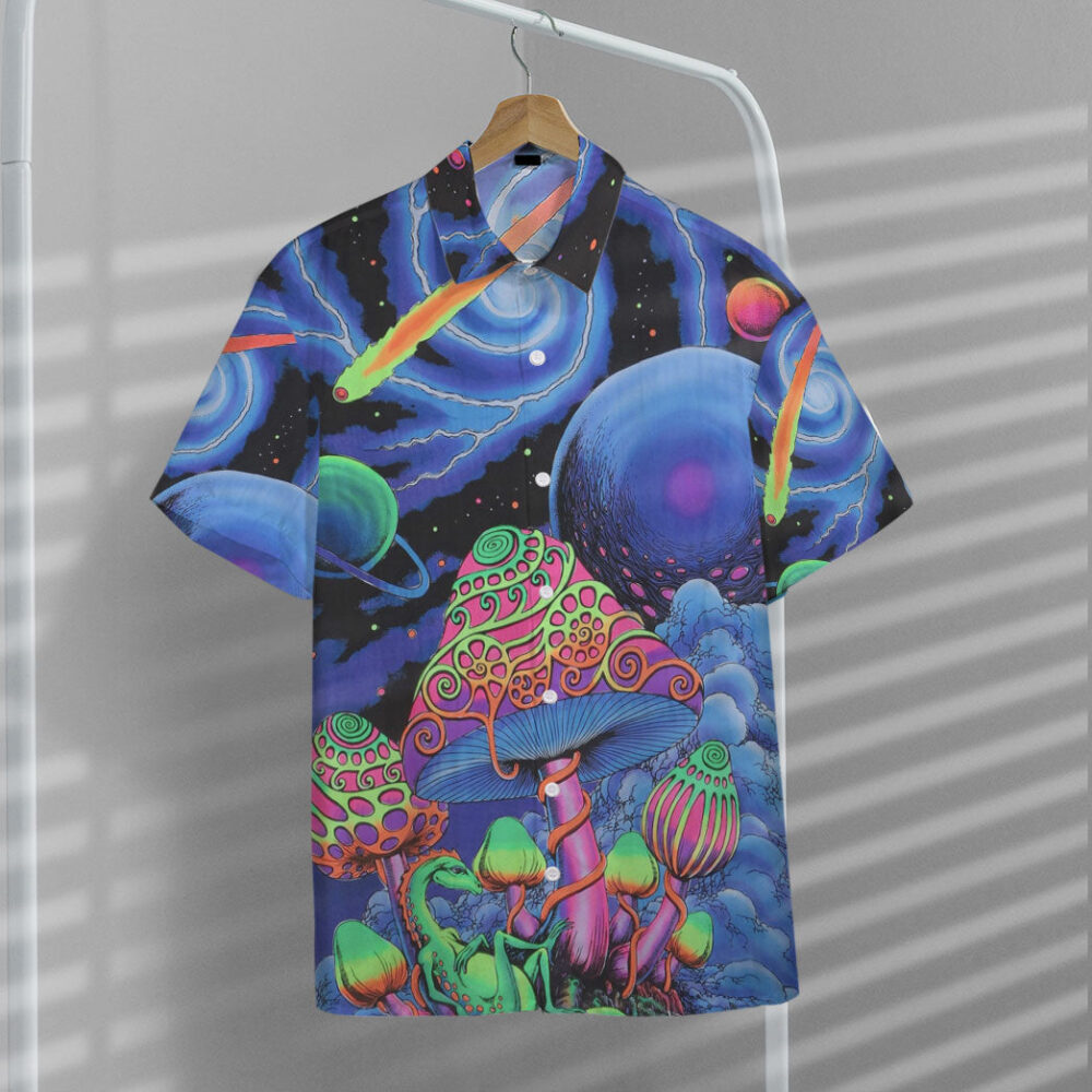 Trippy Cosmic Shrooms Hippie Vibe Custom Hawaii Shirt