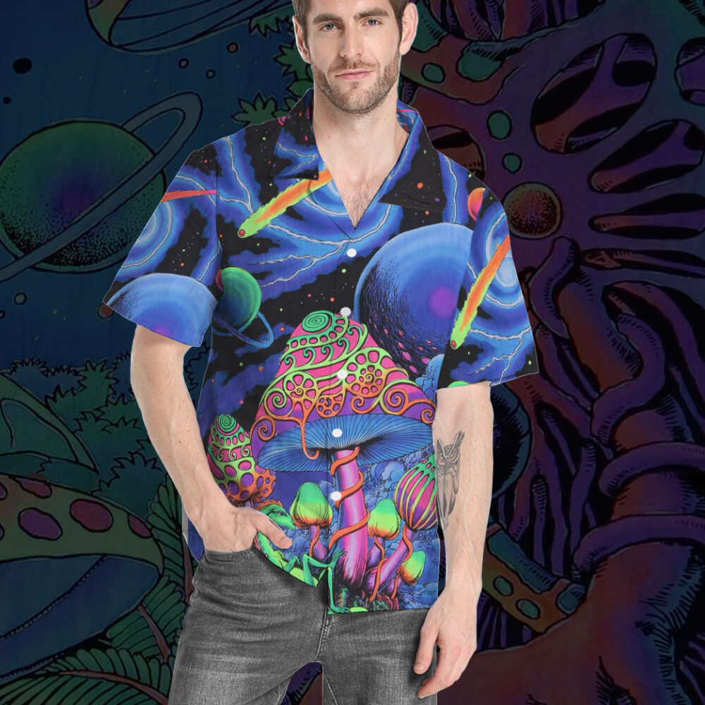 Trippy Cosmic Shrooms Hippie Vibe Custom Hawaii Shirt