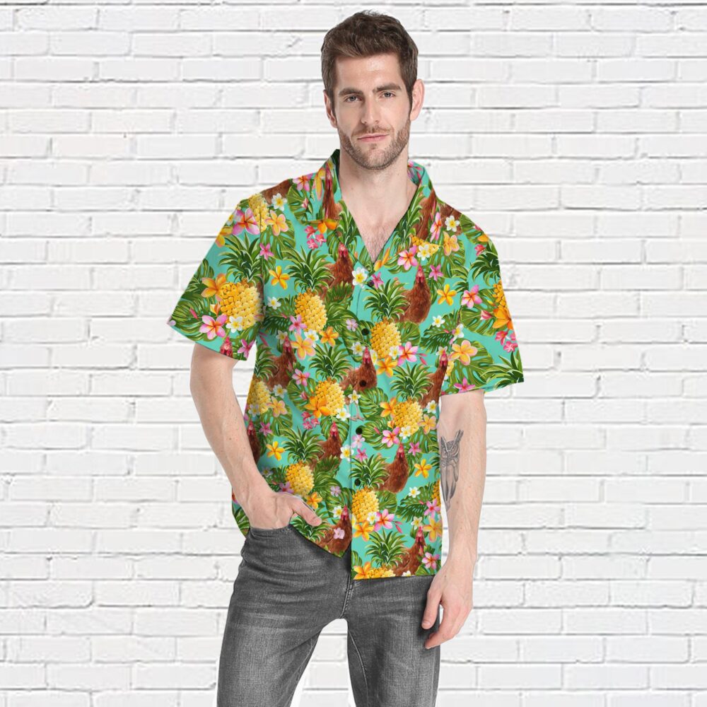 Tropical Chicken Pineapple Custom Short Sleeve Shirts