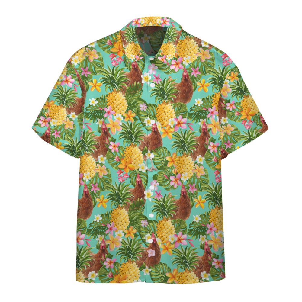 Tropical Chicken Pineapple Custom Short Sleeve Shirts