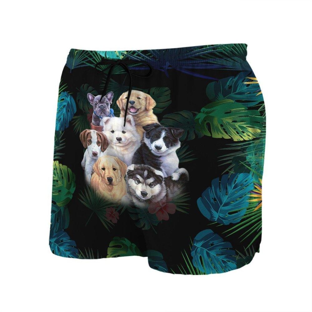 Tropical Garden Puppies Custom Short Sleeve Shirts