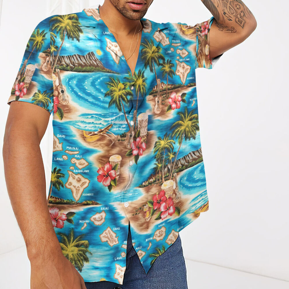 Tropical Island Escape Hawaiian Camp Custom Short Sleeve Shirt