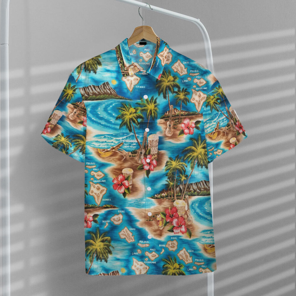 Tropical Island Escape Hawaiian Camp Custom Short Sleeve Shirt