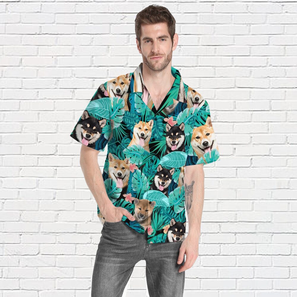 Tropical Shiba Inu Hawaiian Custom Short Sleeve Shirts