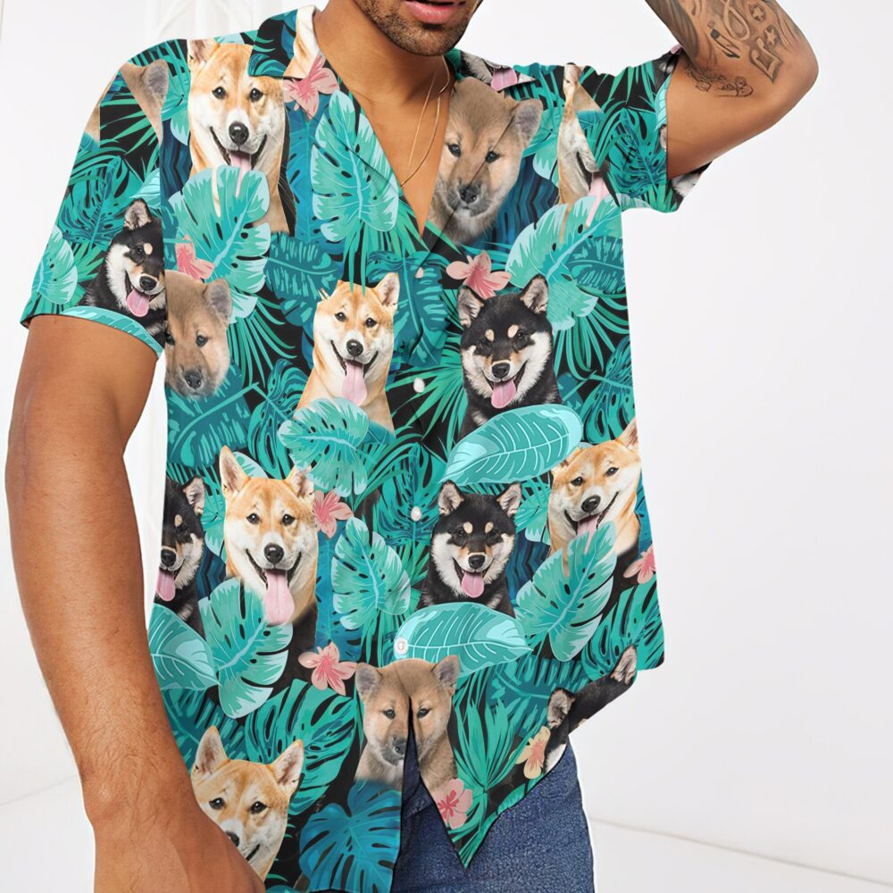 Tropical Shiba Inu Hawaiian Custom Short Sleeve Shirts