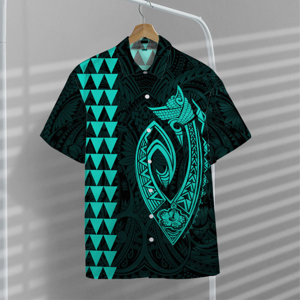 Turquoise Fish Hook Hawaii Shirt