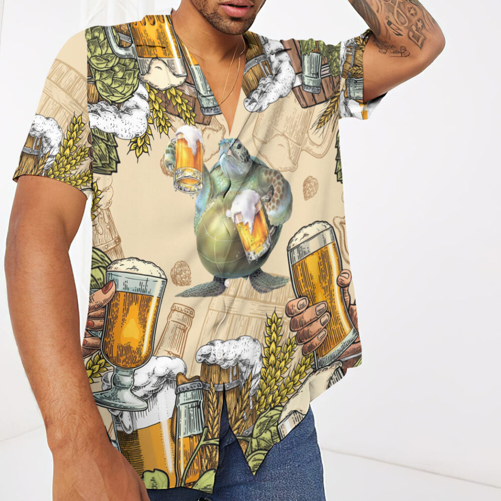 Turtle And Beer Custom Hawaii Shirt