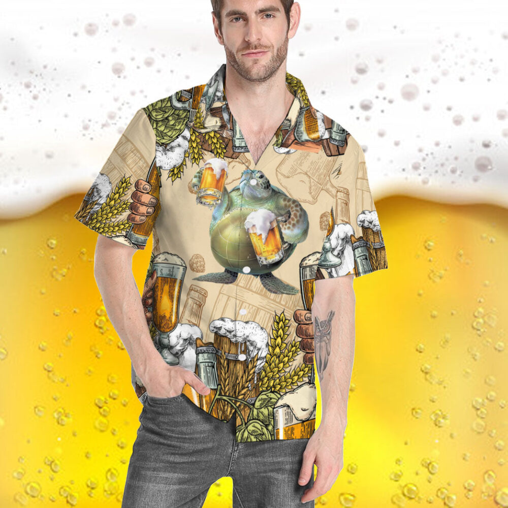 Turtle And Beer Custom Hawaii Shirt