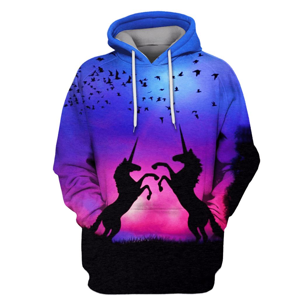 Two Unicorns in sunset Custom T-Shirt Hoodie Apparel