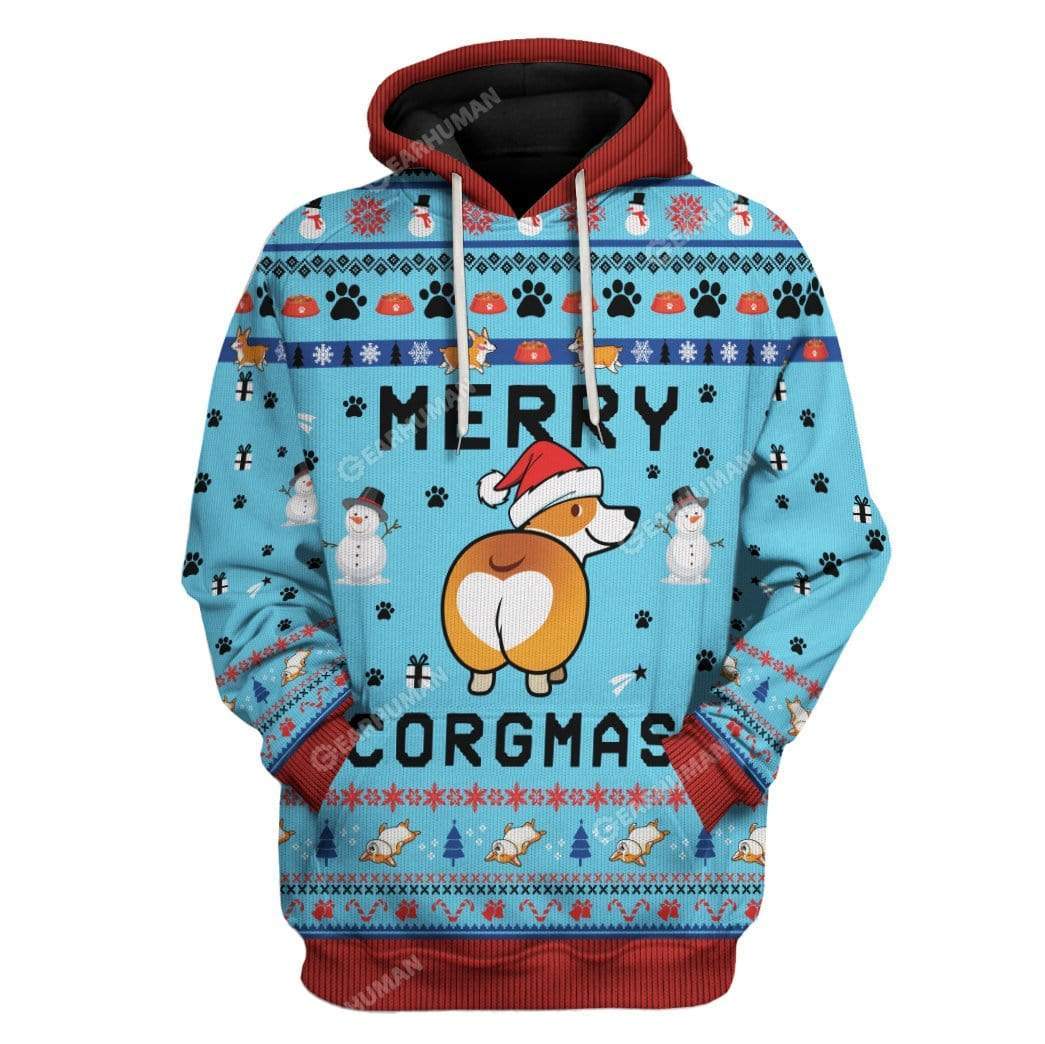 Ugly Christmas Corgi Custom T-Shirt Hoodie Apparel