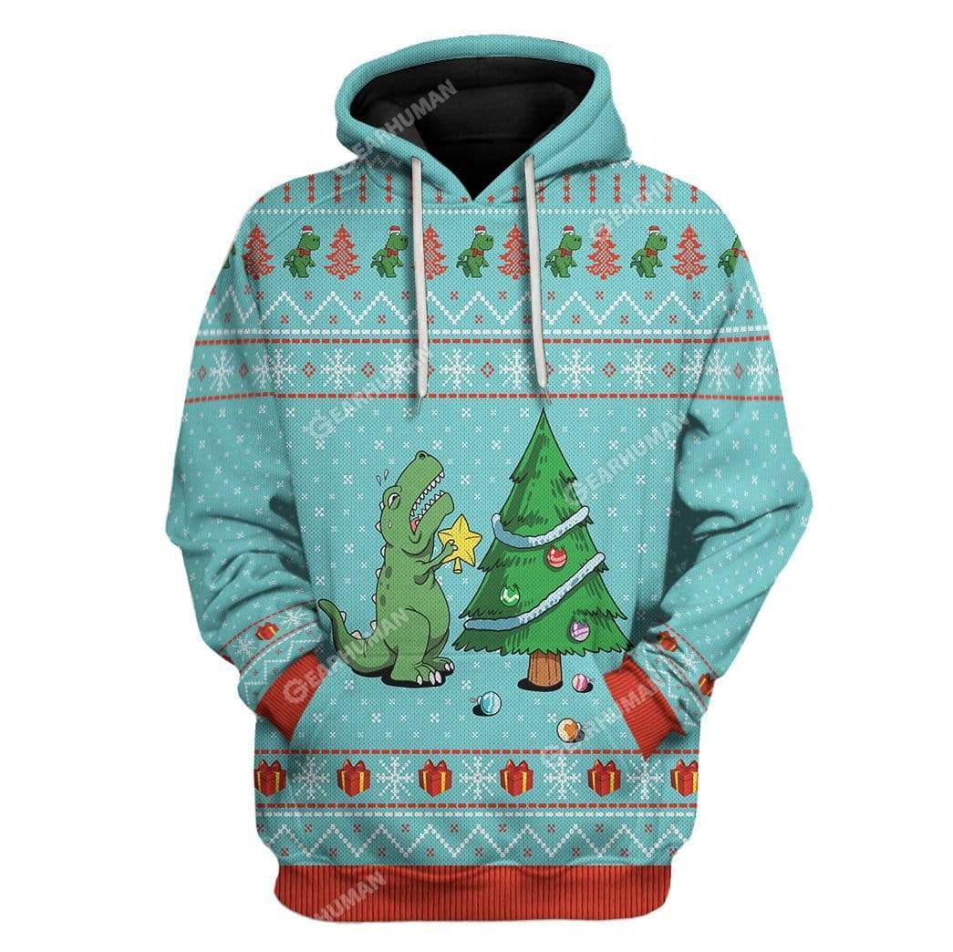 Ugly Christmas Dinosaur Custom T-Shirt Hoodie Apparel