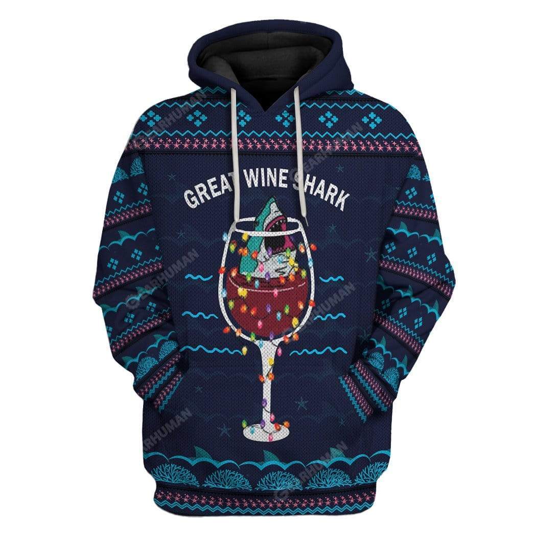 Ugly Christmas Great Wine Shark Custom T-Shirts Hoodies Apparel