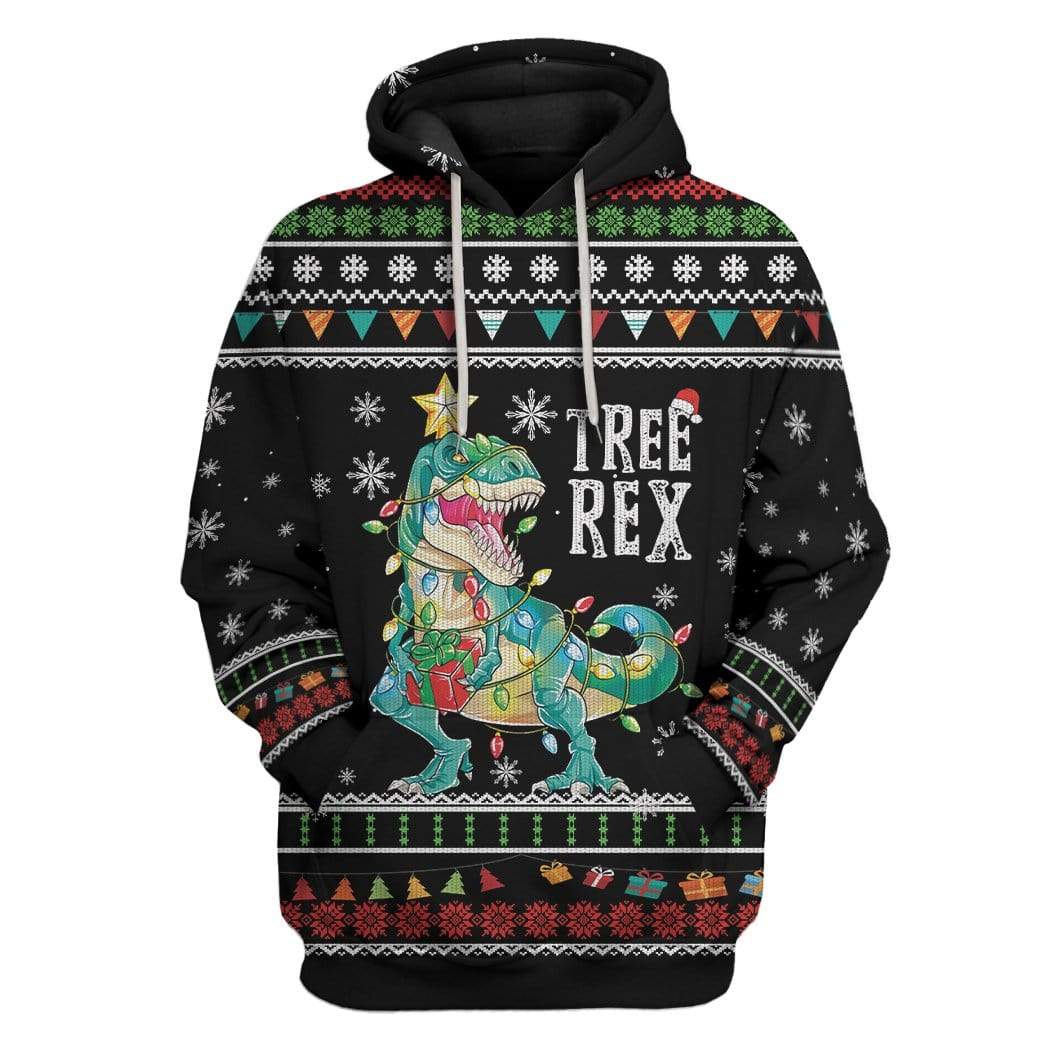 Ugly Christmas Tree T-Rex Custom T-Shirt Hoodie Apparel