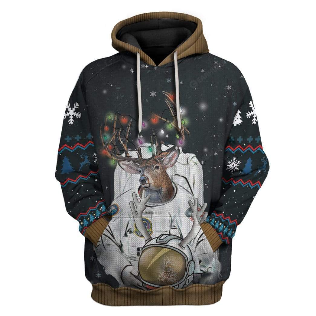 Ugly Reindeer Astronaut Christmas Custom T-Shirts Hoodies Apparel