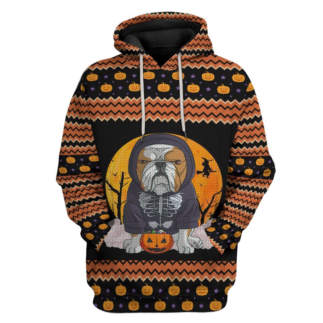 Ugly Sweater Bulldog Halloween Custom Hoodie Apparel