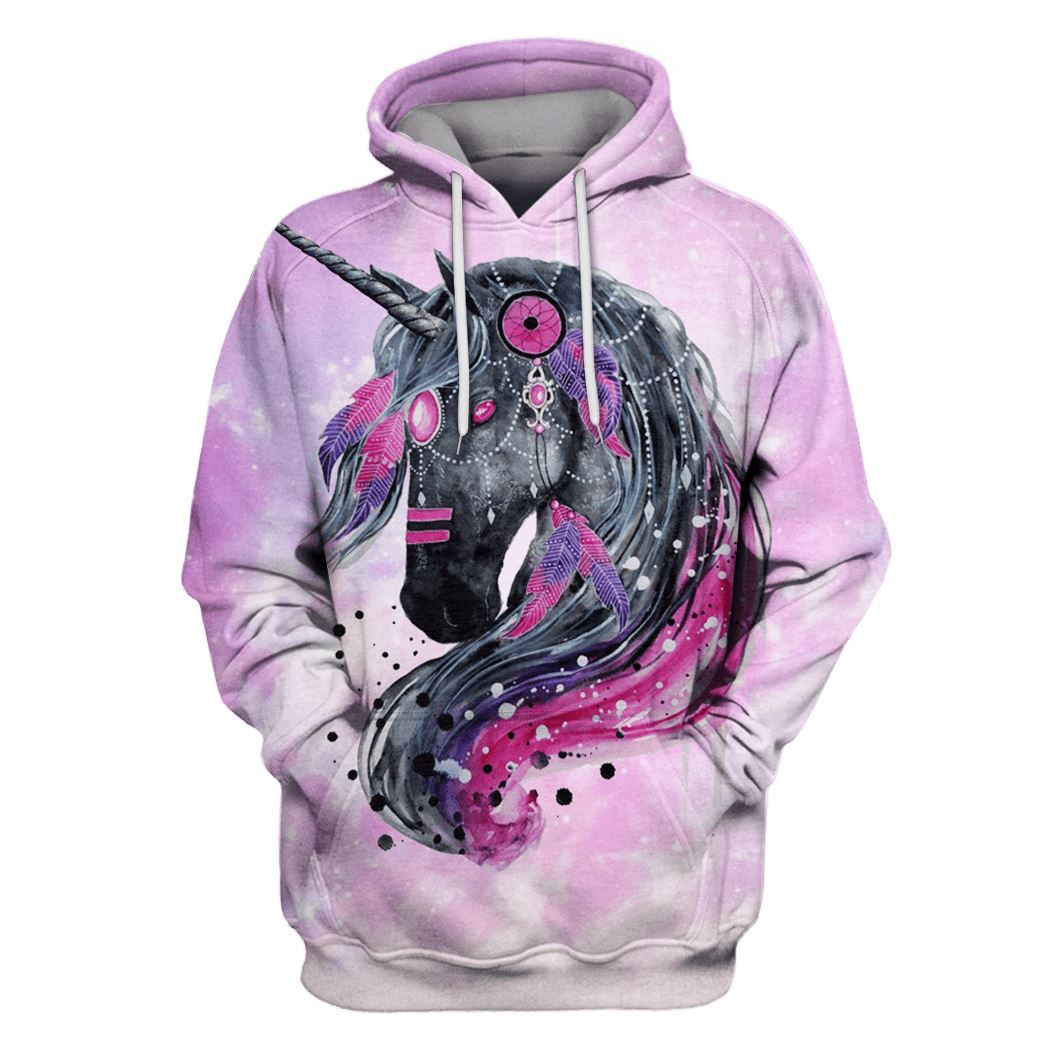 Unicorn in the galaxy background Custom T-Shirt Hoodie Apparel