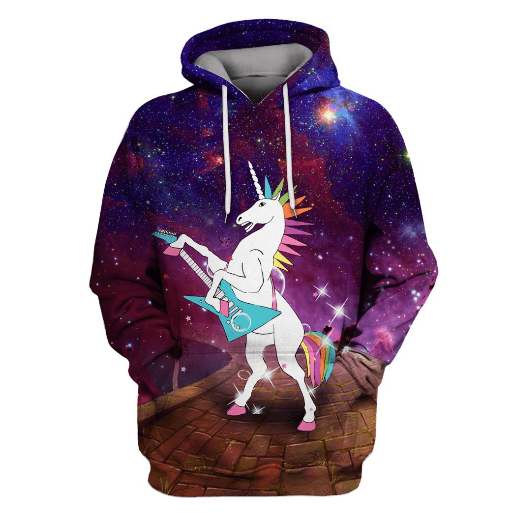 Unicorn Playing Music OuterSpace Custom T-Shirt Hoodie Apparel