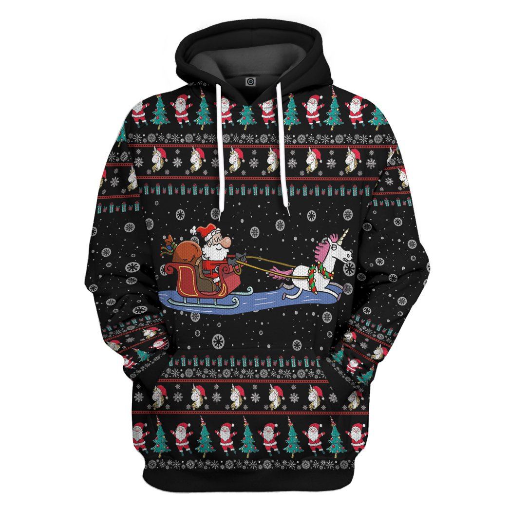 Unicorn Santa Ugly Christmas Sweater Custom Hoodie Apparel