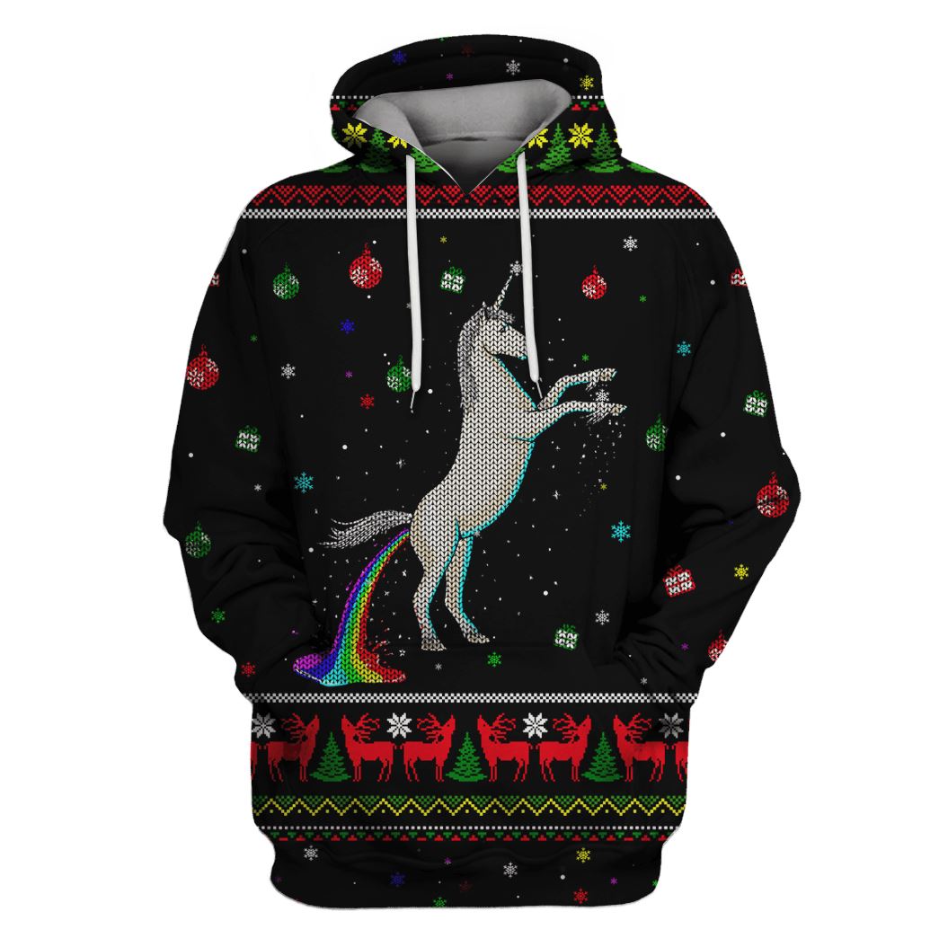 Unicorn Shitting Rainbows At Christmas Custom T-Shirt Hoodie Apparel