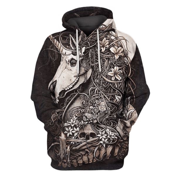 Unicorn Skull Hoodie T-Shirt Apparel