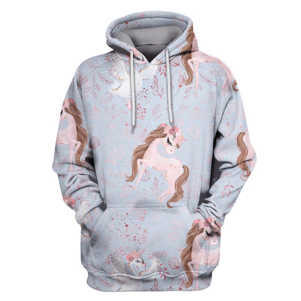 Unicorn with flowers Custom T-Shirt Hoodie Apparel