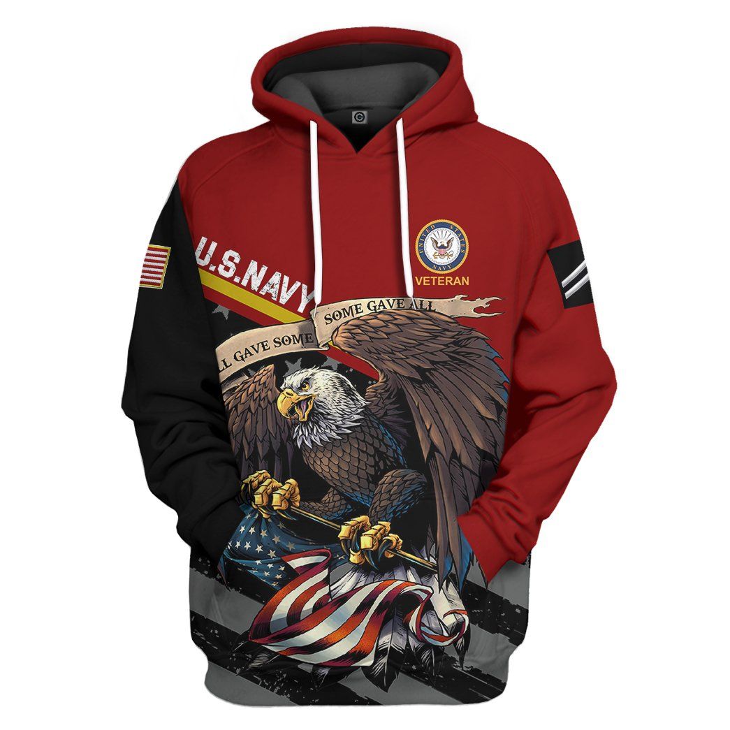 United States Navy Veteran Red Custom Rank Tshirt Hoodie Apparel