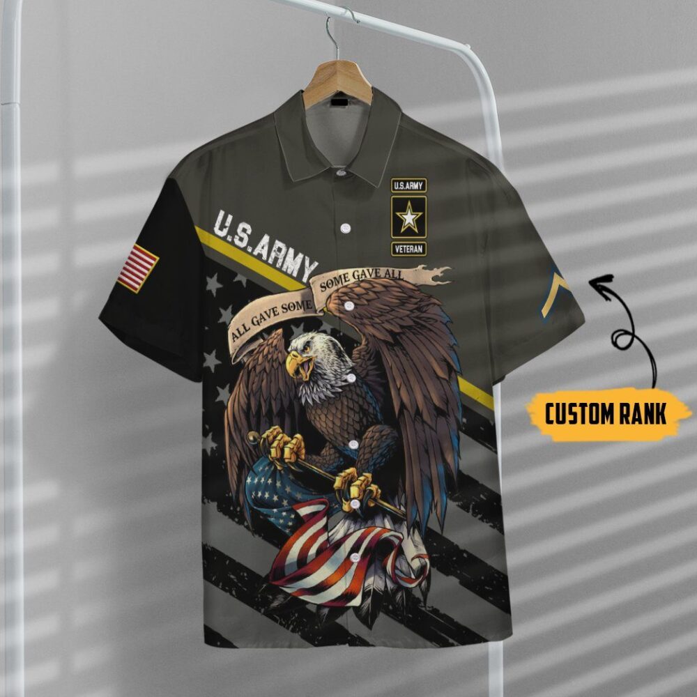 Us Army Veteran Custom Rank Short Sleeve Shirts