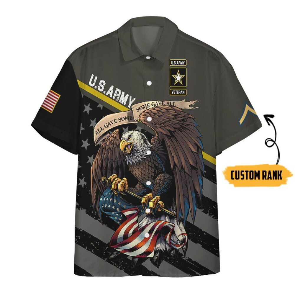 Us Army Veteran Custom Rank Short Sleeve Shirts