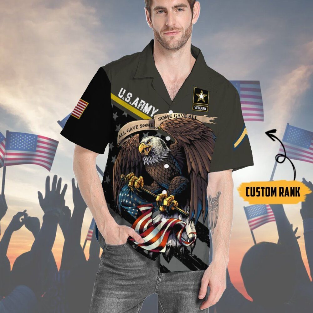 Us Army Veteran Custom Rank Short Sleeve Shirts