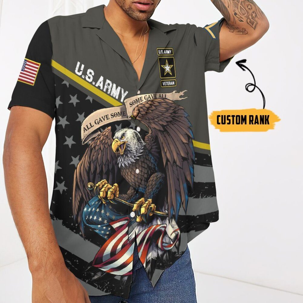 Us Army Veteran Custom Rank Short Sleeve Shirts