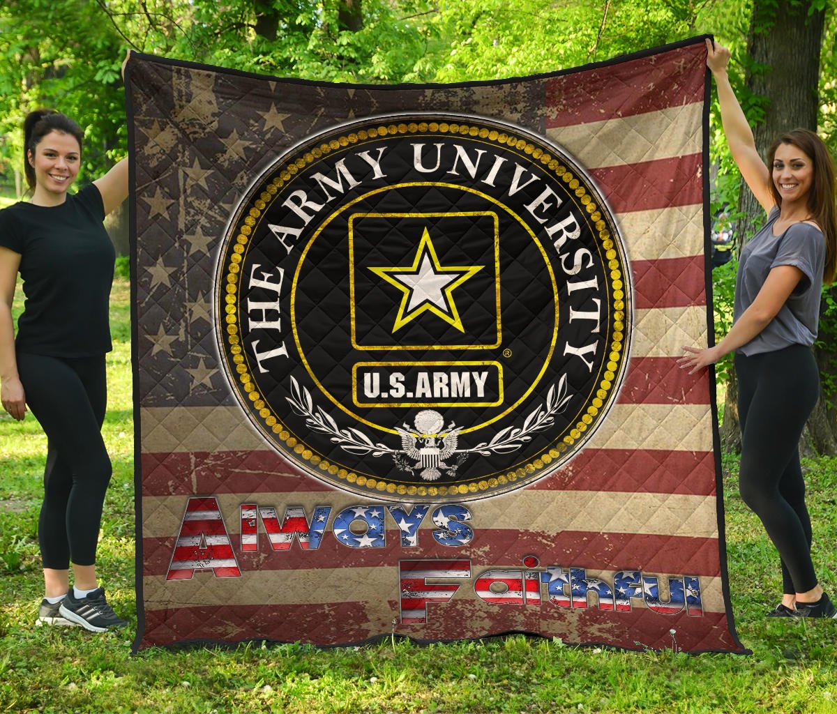 US Independence Day US Army University Always Faithful Premium Quilt Blanket