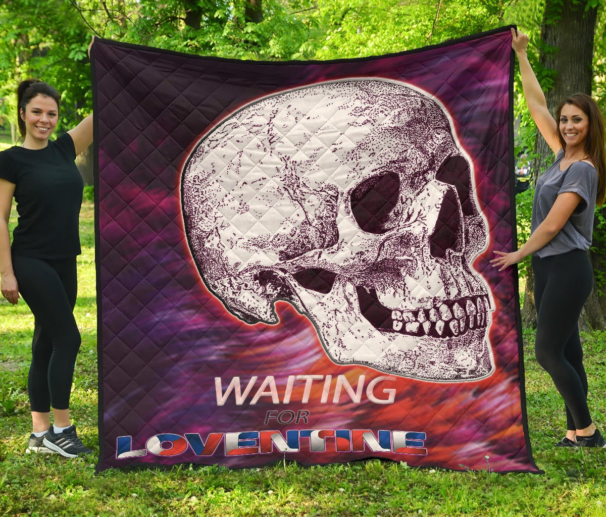 Valentine Premium Quilt – Old Skull Waiting For Loventine Artwork Quilt Blanket