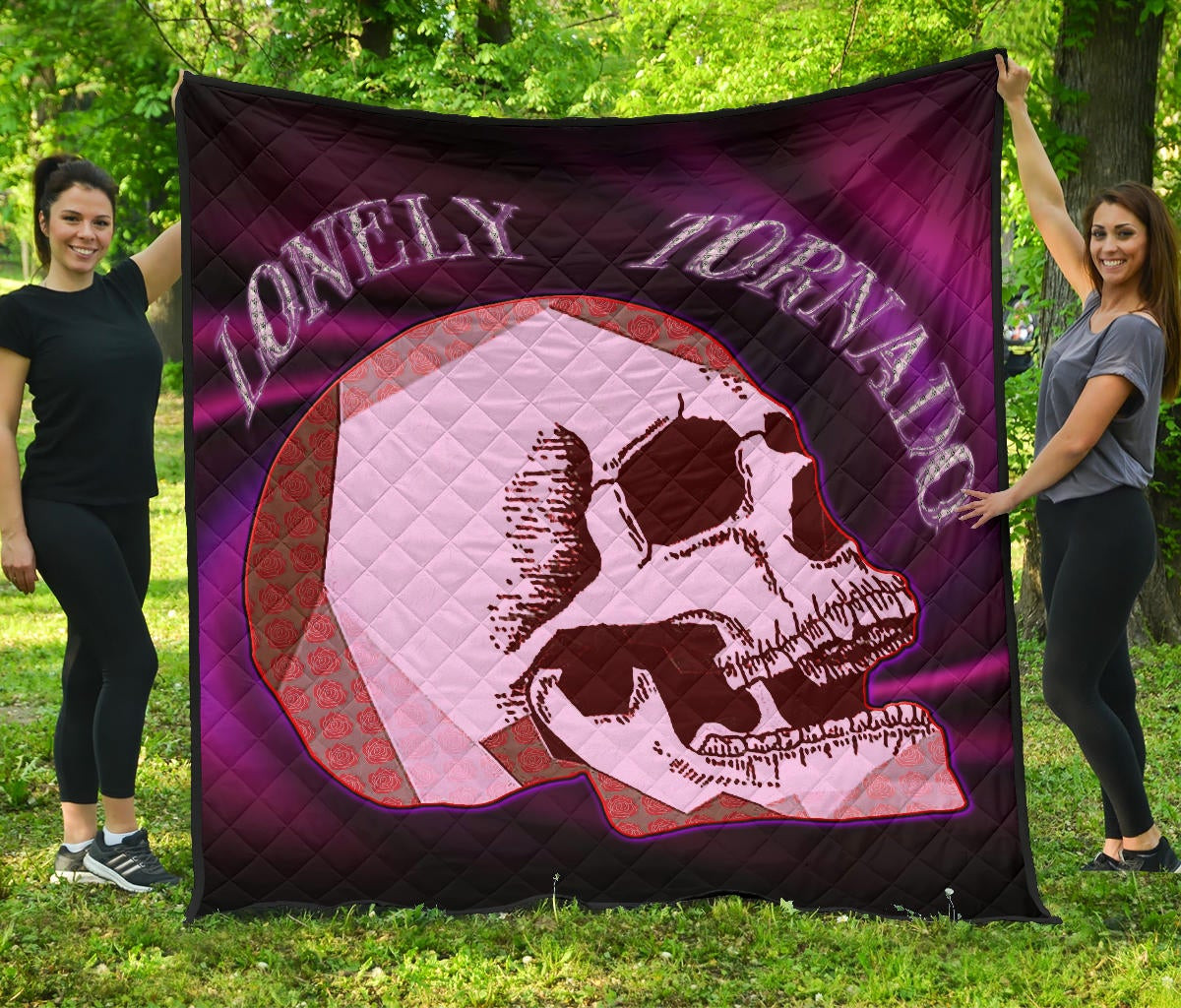 Valentine Premium Quilt – Skull Red Rose Patterns Lonely Tornando Purple Spiral Quilt Blanket