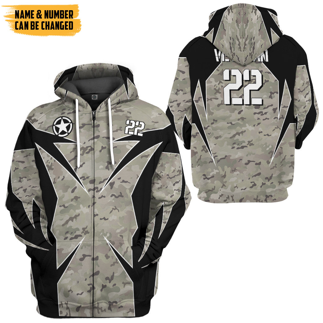 Veteran Army Custom Name Custom Number Hoodie Tshirt Apparel