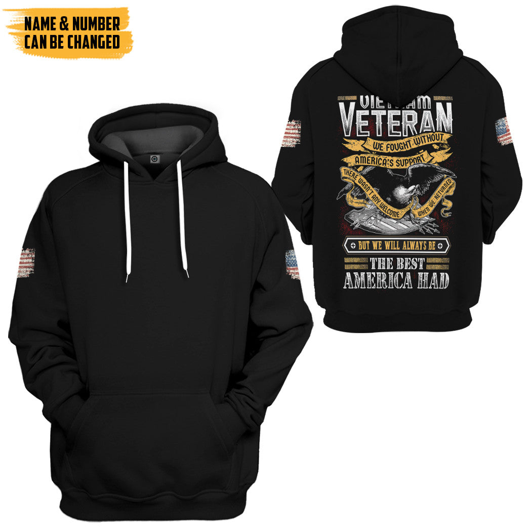 Vietnam Veteran The Best America Had Custom Name Hoodie Tshirt Apparel