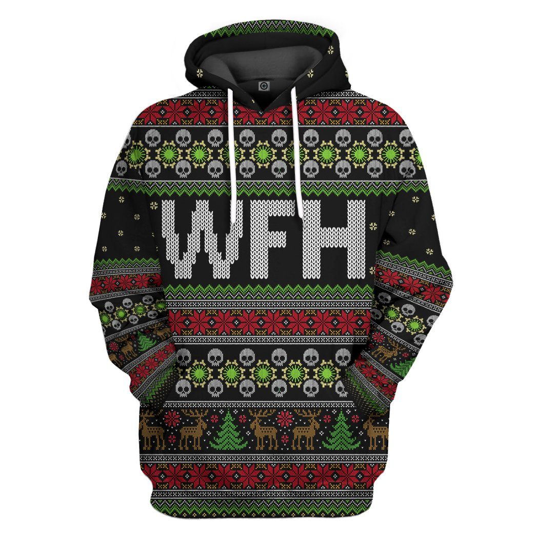 WFH Work From Home Ugly Christmas Sweater All Over Print T-Shirt Hoodie Apparel