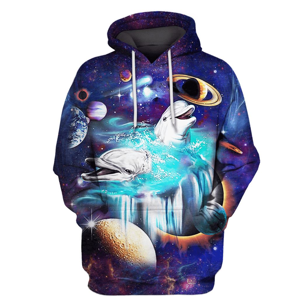 White Dolphin and Universe Custom T-Shirt Hoodie Apparel