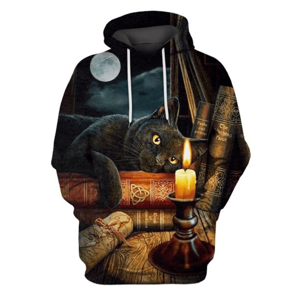 Witching Hour Black Cat Hoodie T-Shirt Apparel