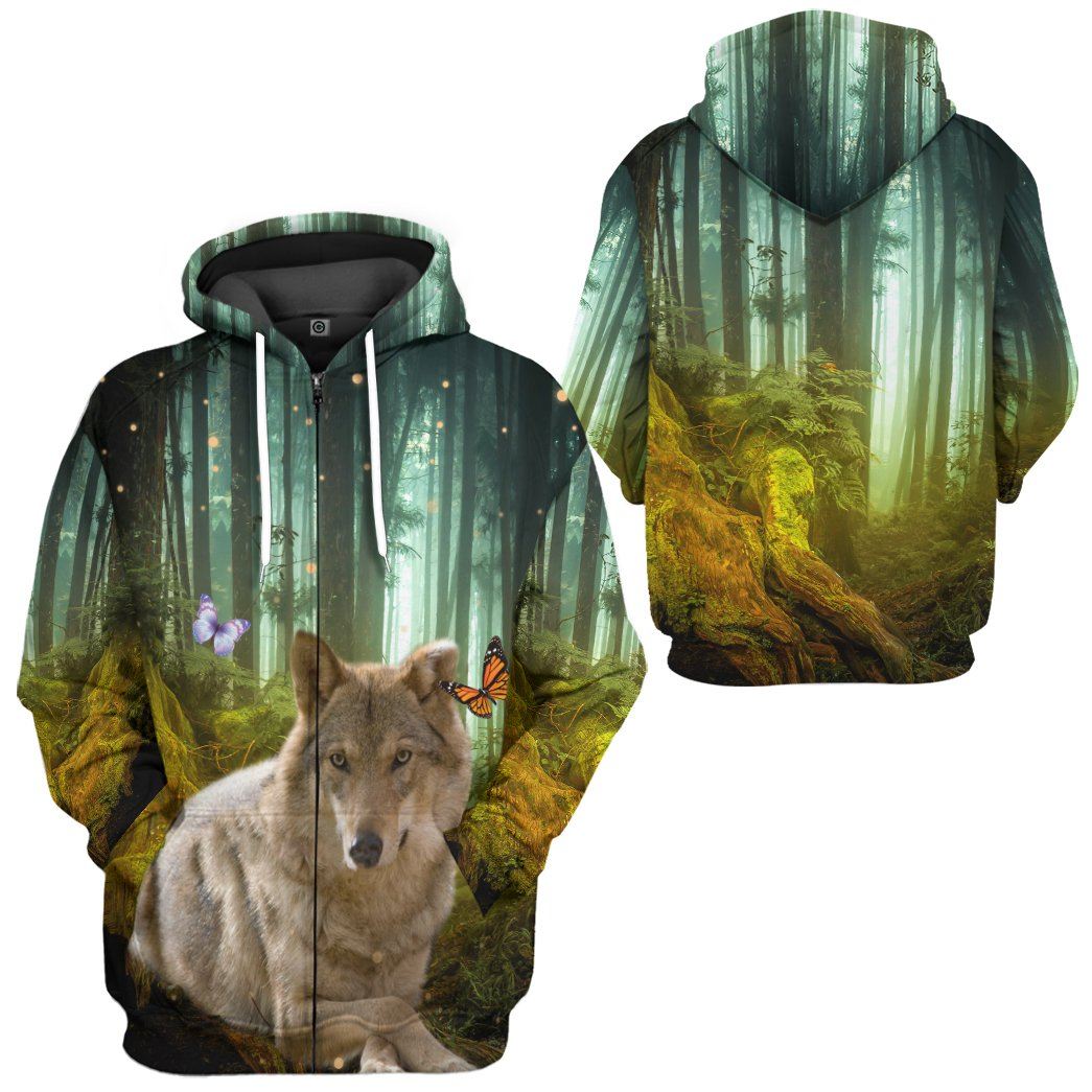 Wolf Jungle All Over Print T-Shirt Hoodie Apparel